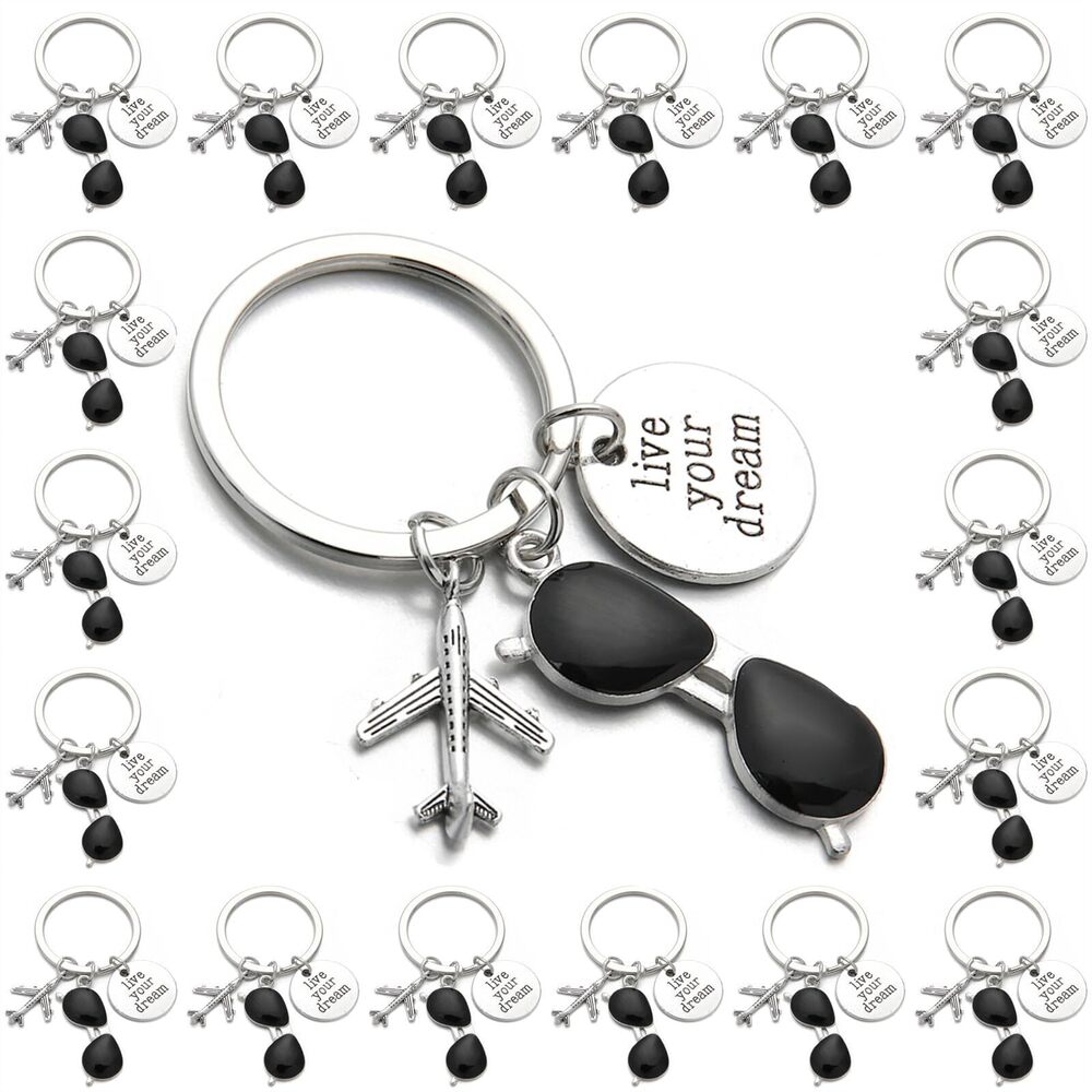 5480 20PCS Earth Airplane Keychains Sunglasses Keychain Pilot Aviator Key